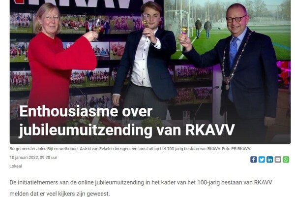 Lovende woorden over Jubileum Talkshow 100 jaar RKAVV